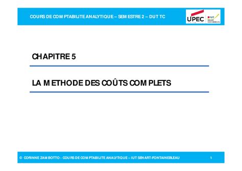 (PDF) CHAPITRE 5 LA METHODE DES COÛTS COMPLETS © CORINNE ZAMBOTTO -COURS DE COMPTABILITE ...