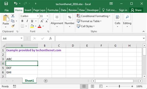 Ms Excel 2016 Insert A New Row