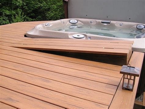 Hot Tub Deck With Access Hatch Timbertech Tropical Teak Composite