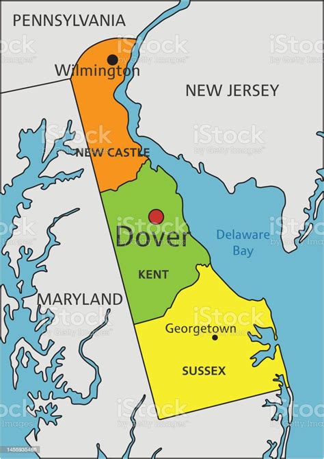Colorful Delaware Political Map With Clearly Labeled Separated Layers
