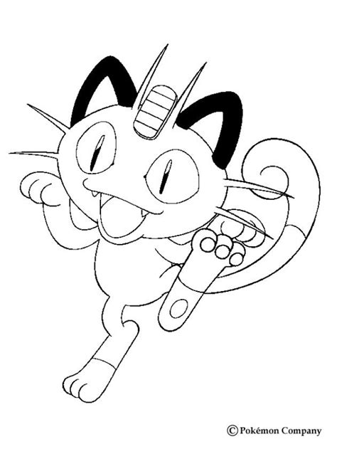 Meowth is a small, bipedal, feline pokémon. Meowth scratch cat coloring pages - Hellokids.com