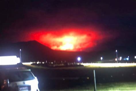 Iceland Volcano Erupts Lighting Up Night Sky Near Reykjavik