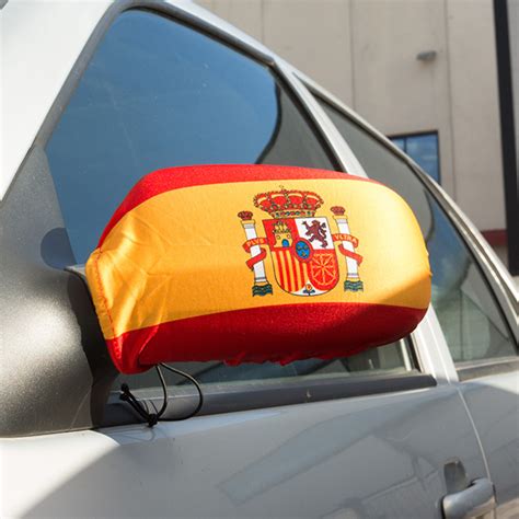 Erős hurkolt uv és esőálló poliészter zászló bújtatózsákkal ellátva. Spanyol zászló mintájú visszapillantó tükörborító (2 darab ...