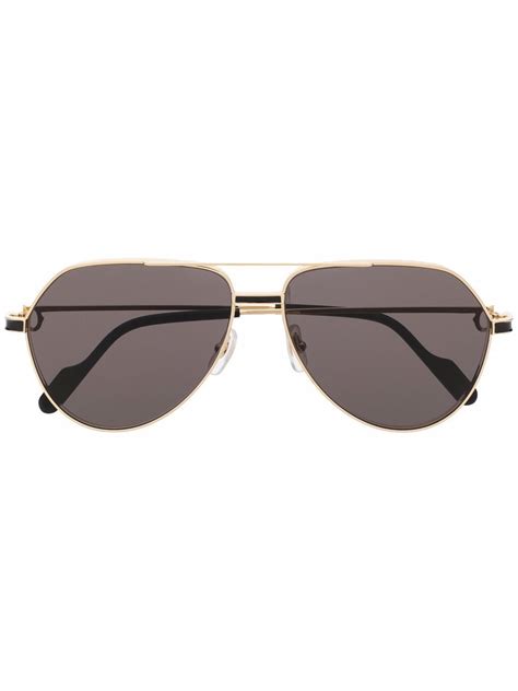 Cartier Aviator Frame Tinted Sunglasses In Gold Modesens