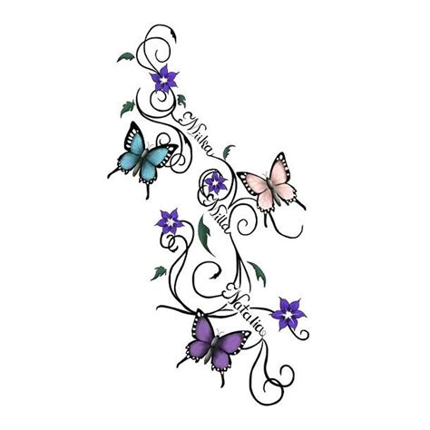 Butterflies With Names Tattoo Design