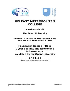 Belfast Metropolitan College Higher Education Programme And Doc Template Pdffiller