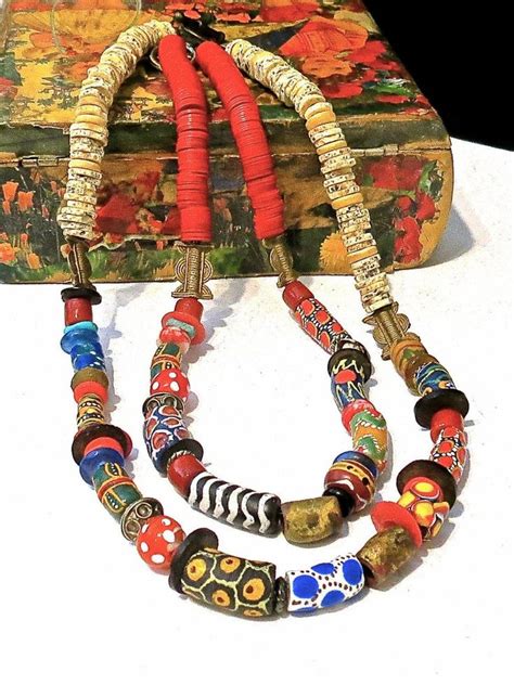 African Trade Bead Jewelry African Beads Necklace African Trade Beads Gypsy Jewelry Tribal