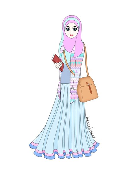 Belog Nanad Hasnan Freebies Muslimah Doodle Kartun Hijab Seni Islami Gambar