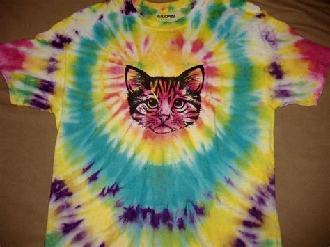 Tie Dye Cat Face Shirt New Size Large Unisex All Sales Final By