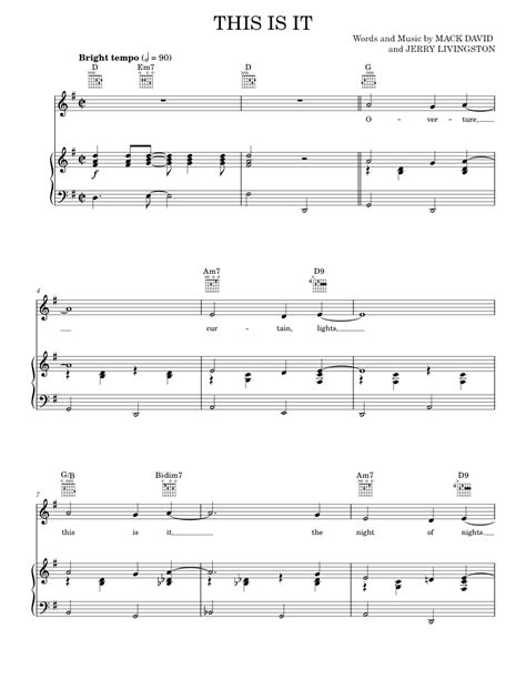 This Is It Sheet Music For Piano Vocals Music Notes