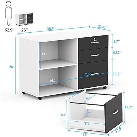Tribesigns 3 Drawers File Cabinets With Lock For Legal Size Large