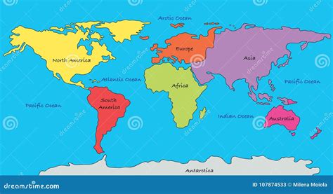 Continentes Del Mapa Del Mundo Stock De Ilustración Ilustración De