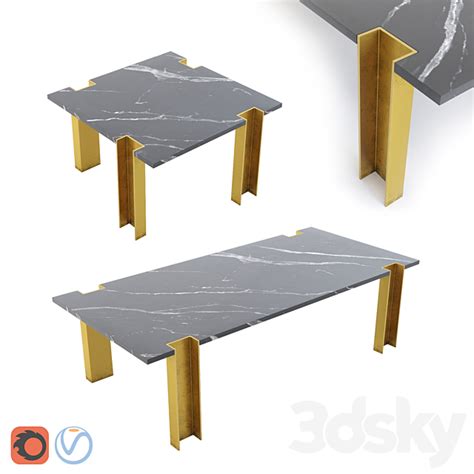 Alcide Rectangular Marble Coffee Tables Table 3d Models