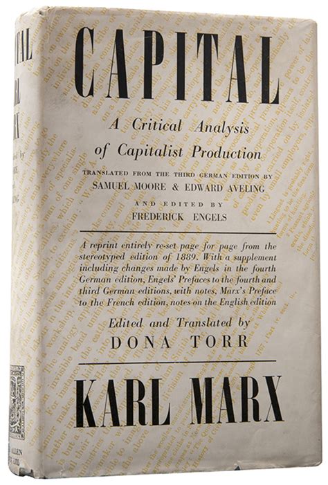capital a critical analysis of capitalist production by marx karl 1946 shapero rare books