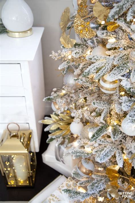 Elegant Crystal Gold And White Christmas Tree Decor Creative