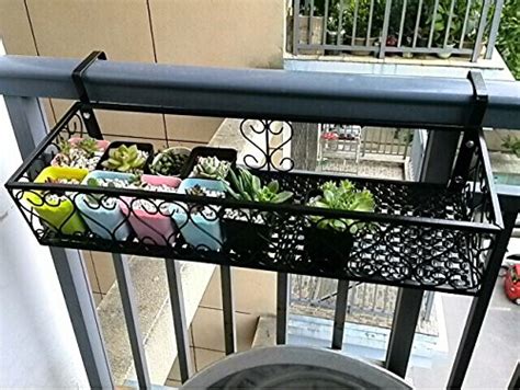 I needed a place close to the kitchen. Railing Flower Box Holder Plants Hanging Basket Adjustable ...