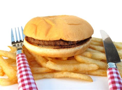 Burger And Fries Stock Photo Image Of Background Fork 10401288