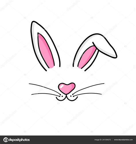 Cute Easter Bunny Vector Illustration Hand Drawn Face Bunny Ears Stock