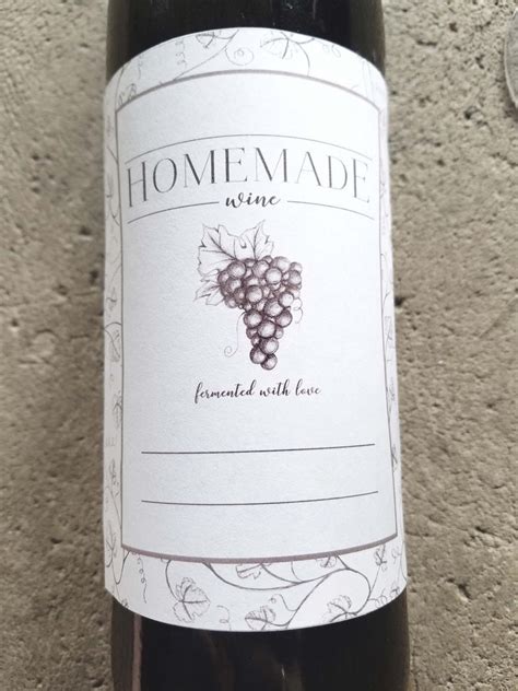 Homemade Wine Label Printable Instant Download Custom Etsy