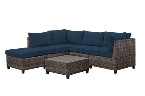 Tampa 6 Piece Outdoor Rattan Wicker Sofa Sectional Sets Navy Cover