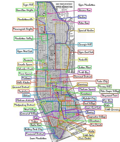 Map Of Manhattans Hoods Nova York Manhattan Upper Manhattan