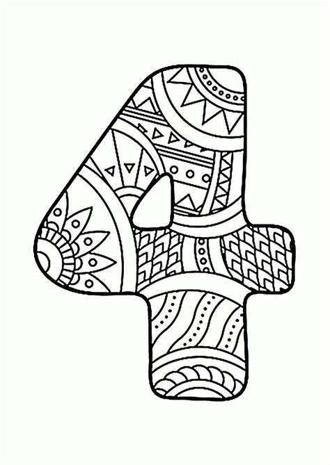 We use numbers throughout our entire lives and the first step is number recognition. Pattern Number 4 coloring pages for kids, counting numbers printables free - Wuppsy.com ...