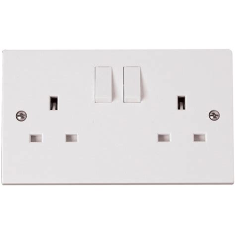 Polar 13 Amp Double Twin 2 Gang Double Pole Dp Switched Socket White