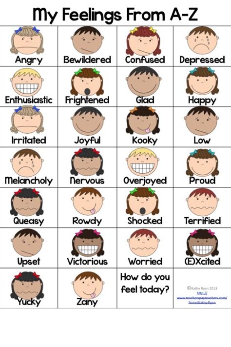 A Z Feelings Posters In Color And Black And White Teaching English