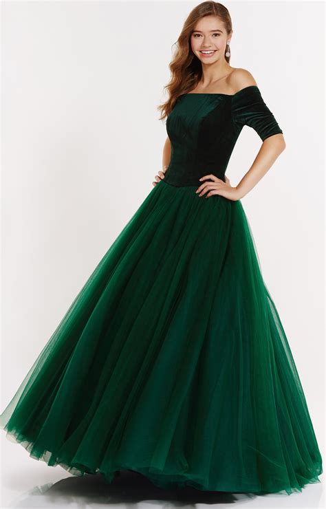 Alyce Paris 6793 Off The Shoulder Velvet And Tulle Ball Gown With