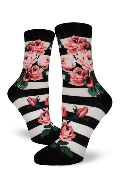 Rose Socks Cute Sock Modsocks Striped Modsocks Novelty Socks
