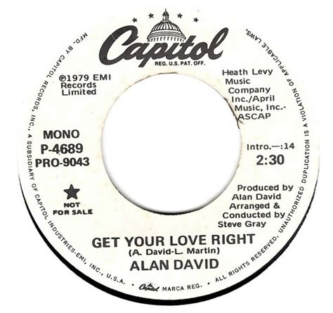 Alan David Get Your Love Right 1979 Vinyl Discogs