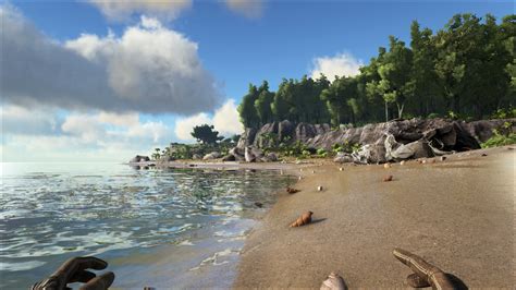 Desktop Wallpaper Beach Sunset From Ark Survival Evolved Video Game