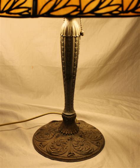 Bargain Johns Antiques Antique Lamp With Curved Slag Glass Shade