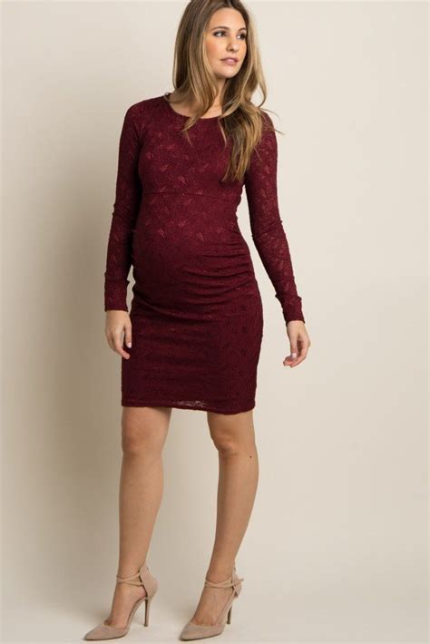 Pinkblush Blue Lace Fitted Long Sleeve Maternity Dress Maternity