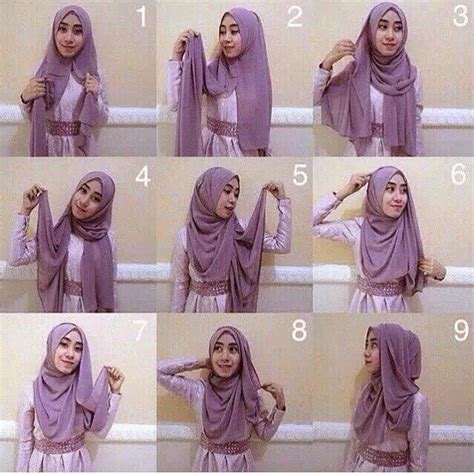 Cara Memakai Jilbab Pashmina Simple Purple New Fashion
