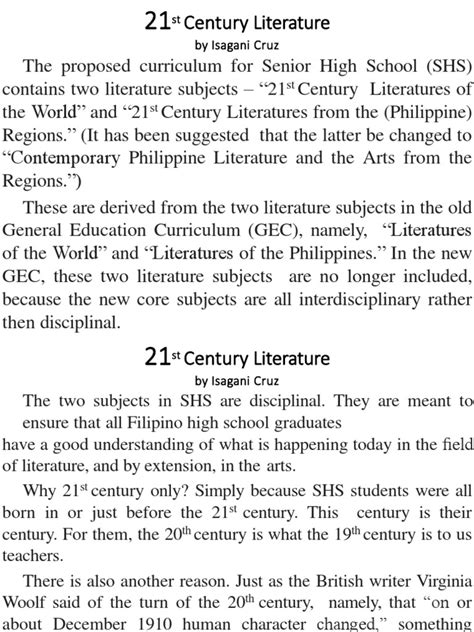 21st Century Literaturepptx Narrative Curriculum