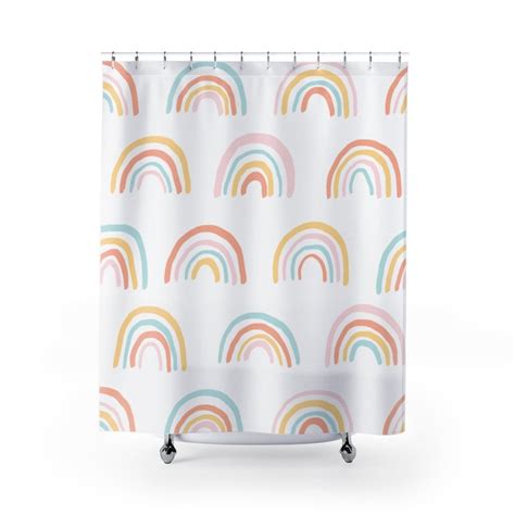 Boho Kids Rainbow Shower Curtain Pastel Bohemian Rainbow Etsy