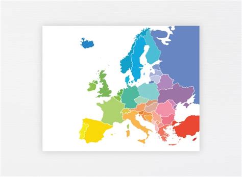 Europe Map Education Printable European Colorful Homeschool Etsy