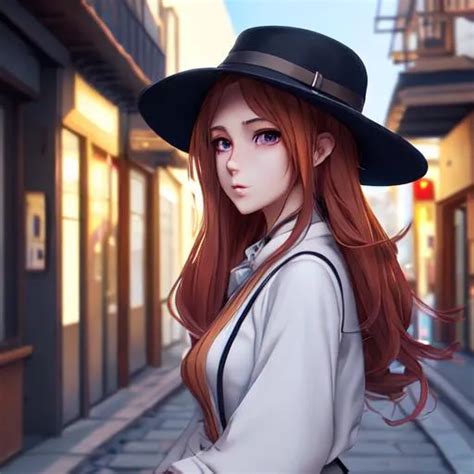 Photograph Of Beautiful Anime Girl With Hat In Moder