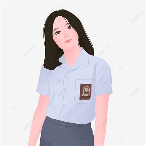 High School Uniform Vector Art Png Indonesian High School Female