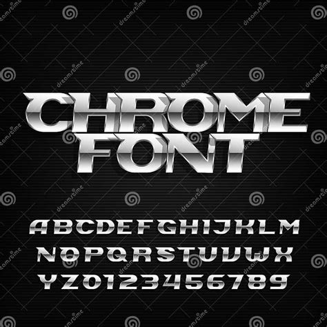 Chrome Alphabet Font Metallic Effect Italic Letters And Numbers On A