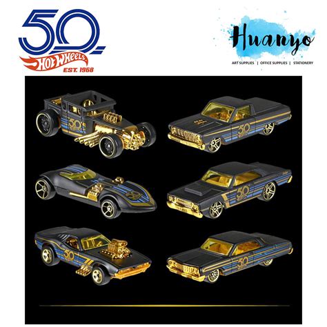 You'll find them on the two front fenders, on the rear, and on the lighted. Hot Wheels 50th Anniversary Black and Gold Collection Car ...