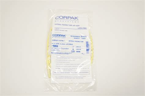 Corpak 20 4438 Corflo Ultra 7 Enteral Feeding Tube Size 8fr Length 4