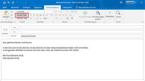 Outlook * Abwesenheitsassistent einrichten * ohne Exchange