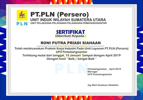 Pasalnya, dokumen inilah yang memberikan kamu hak atas sebuah hunian di mata hukum. Contoh Sertifikat PRAKERIN/ PKL SMK - Goliketrik