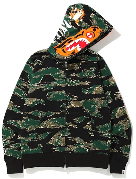 Bape Tiger Camo Tiger Full Zip Hoodie Green Fw19