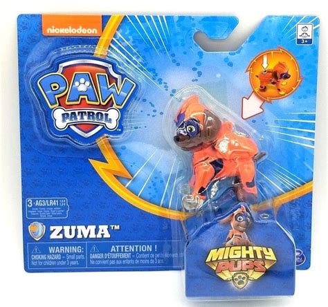 Paw Patrol Mighty Pups Zuma Figure With Light Up Badge And Paws With