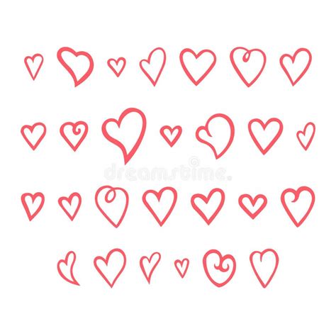 Hand Drawn Heart Sign Vector Love Symbols Set Illustration Doodle