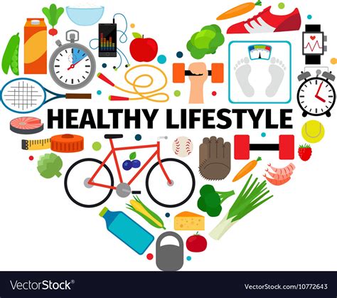 Healthy Lifestyle Heart Emblem Royalty Free Vector Image