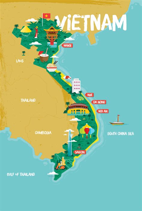 Map of vietnam shows its capital, provinces, municipalities, cities, roads, airports, rivers. Vietnam Tourist Map on Behance